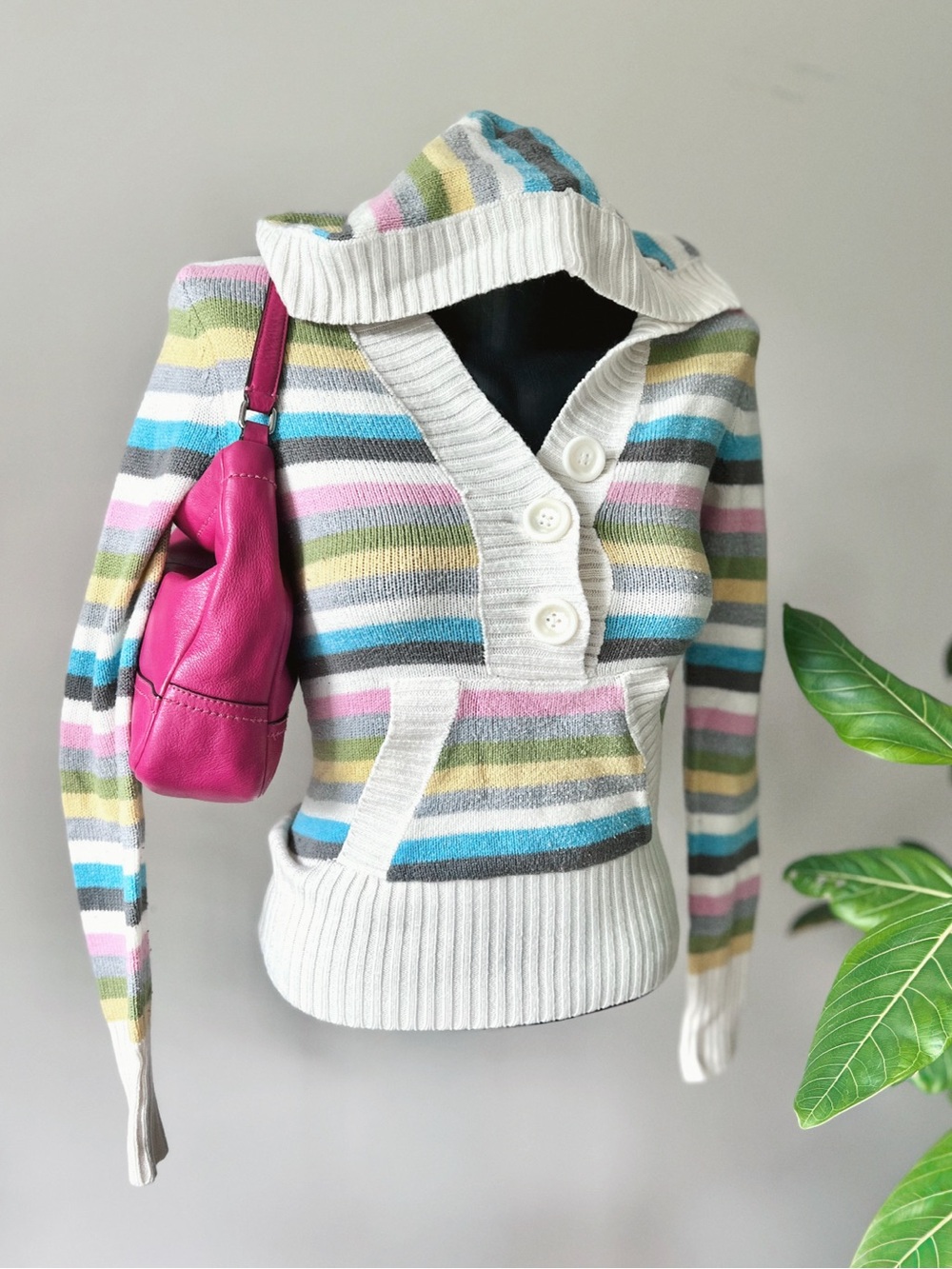 2008 Vintage Aéropostale | Striped Knit Hooded Sweater